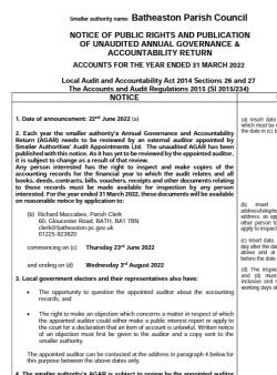 Notice of Public Rights to view last years accounting records